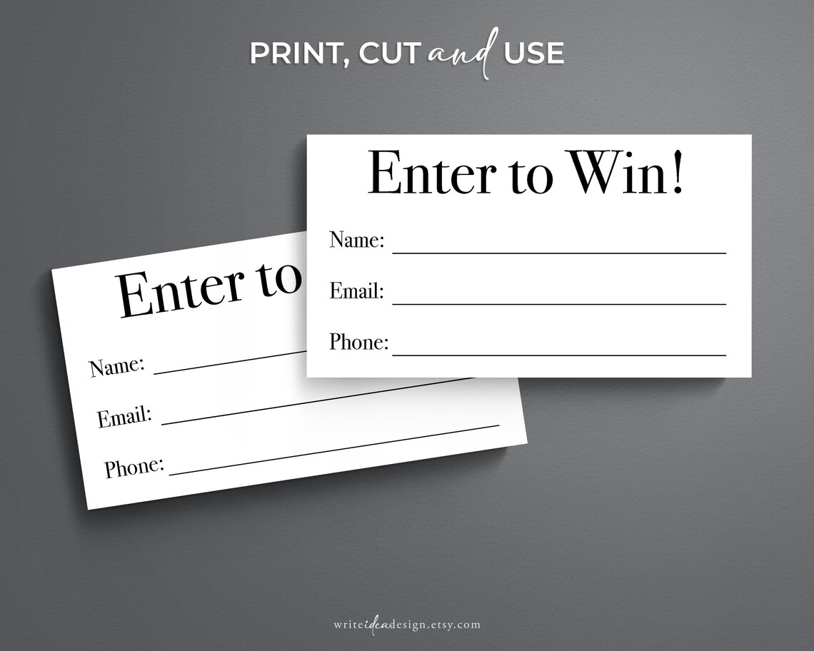 Printable Raffle Ticket. Enter to Win Printable Ticket. Etsy Canada