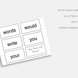 100 Sight Words Printable Flash Card. Preschool Sight Words. - Etsy