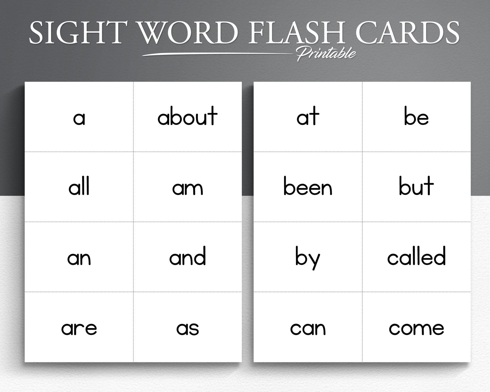 100 Sight Words Printable Flash Card. Kindergarten Sight - Etsy
