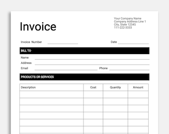 floral invoice etsy