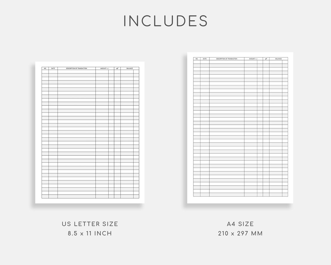 Printable Checkbook Register. Finance Tracker. Check Register. Etsy