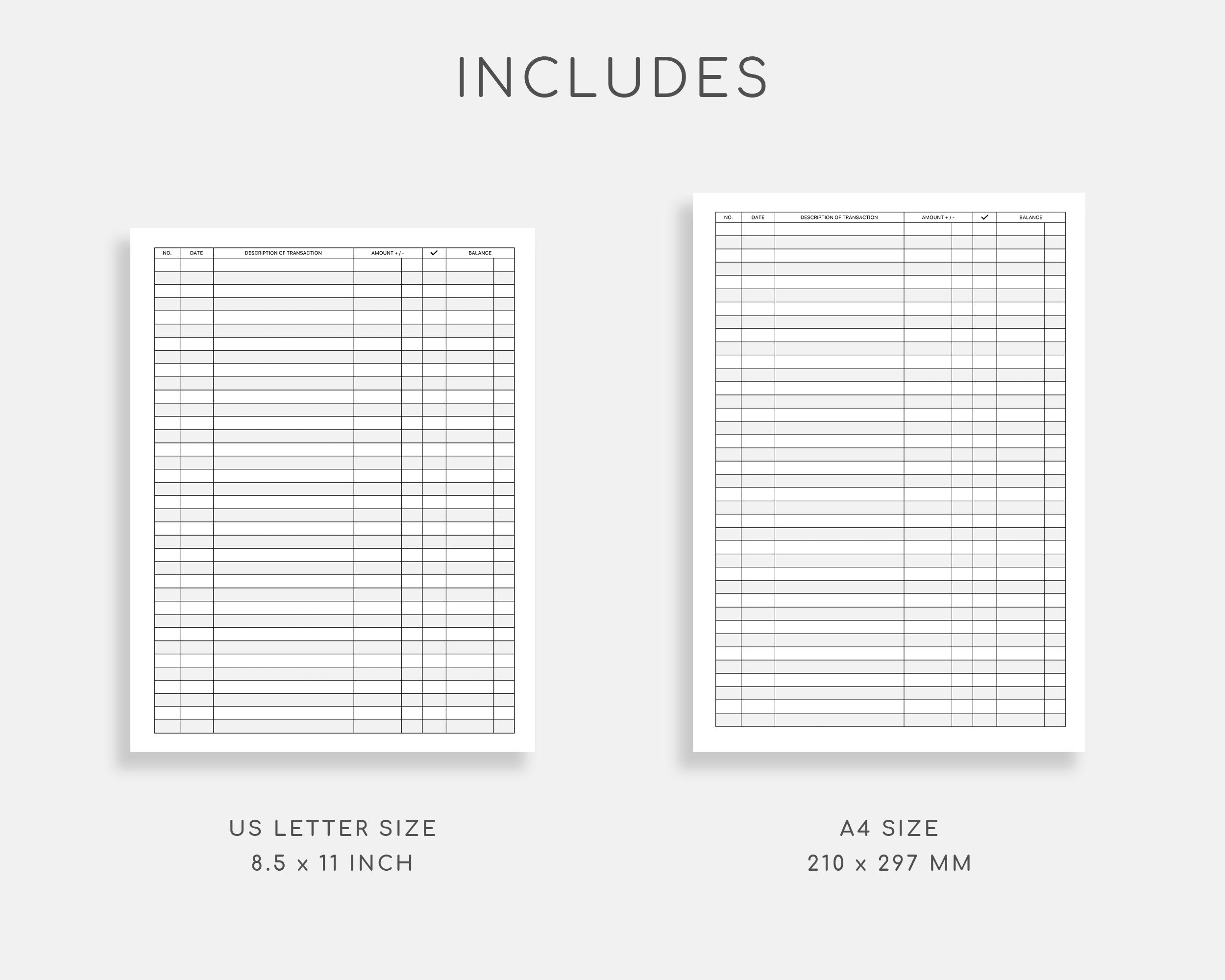 Printable Checkbook Register. Finance Tracker. Check Register. Etsy