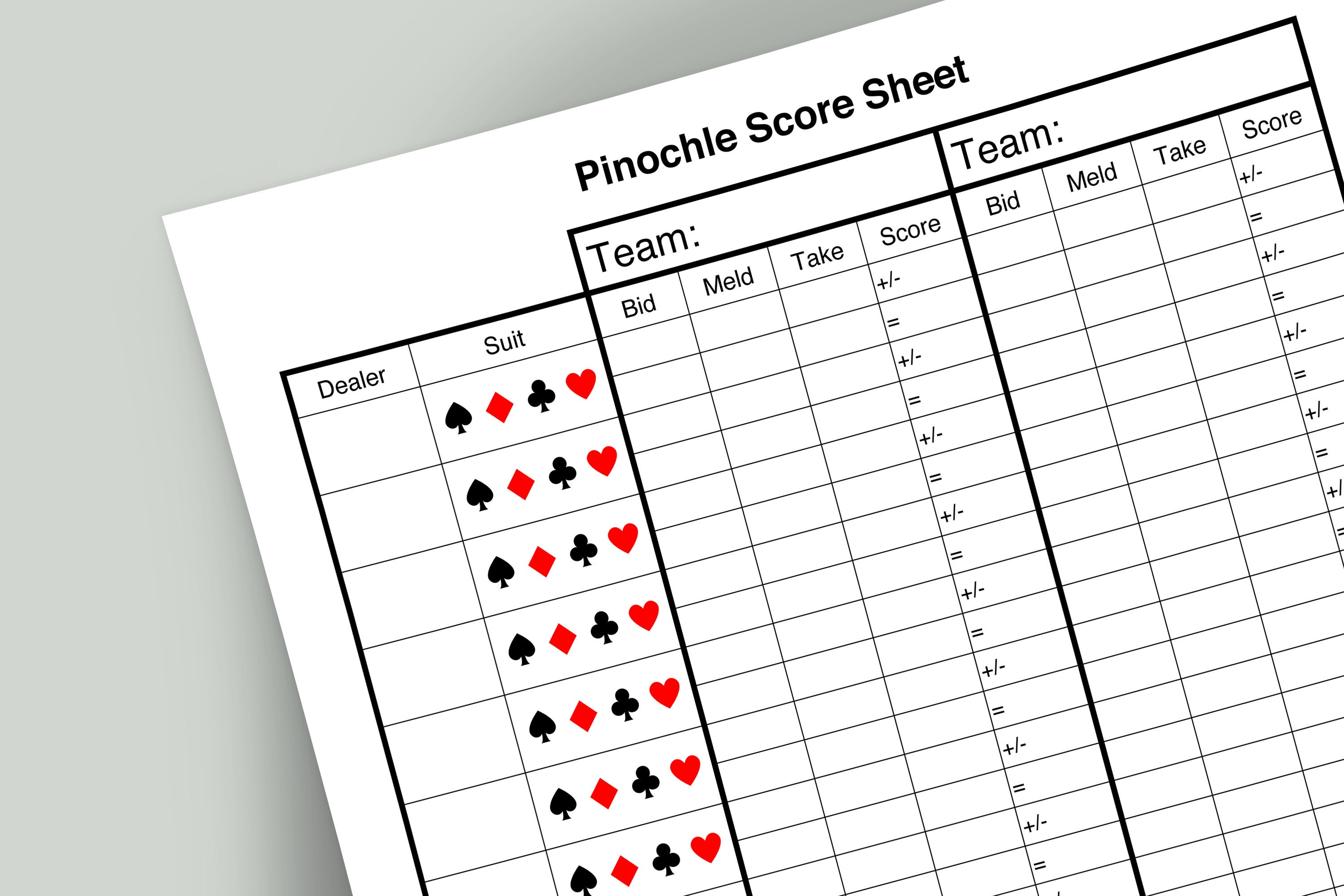 Pinochle Score Sheet Printable MarketingHop