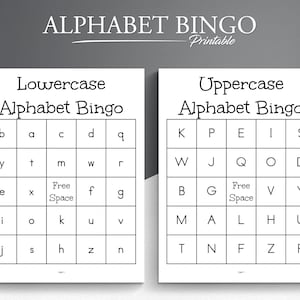 Alfabet Bingo. 1000 kaarten. Bovenste, onderste en beide gevallen.