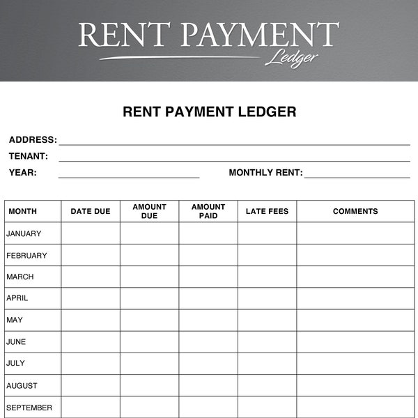 Rent Payment Ledger. Rental Payment Tracker. Monthly Rent Payment Tracker.