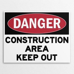 Área de construcción imprimible Mantener fuera firmar en tamaños carta de EE. UU. y A4, descarga instantánea PNG/PDF