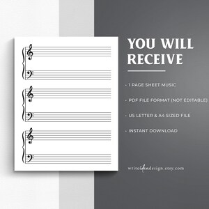 Kids Printable Piano Sheet Music for Letter/a4. Blank Sheet Music ...