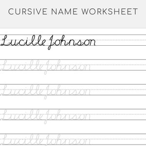 cursive name writing worksheet editable script handwriting etsy