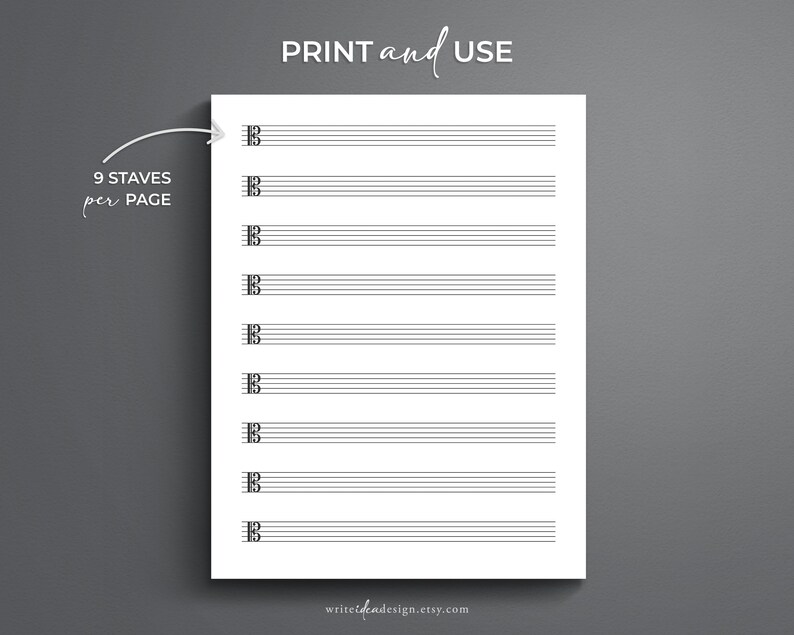 Printable Alto Clef Sheet Music For Letter a4 Blank Music Etsy