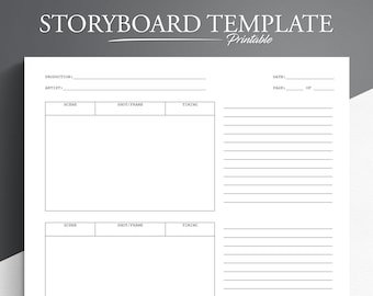 Druckbare Storyboard Vorlage. Story Board Planer. Video Planer. Filmplaner.