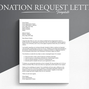 Plantilla de carta de solicitud de donación profesional. Documentos de Google/Microsoft Word.