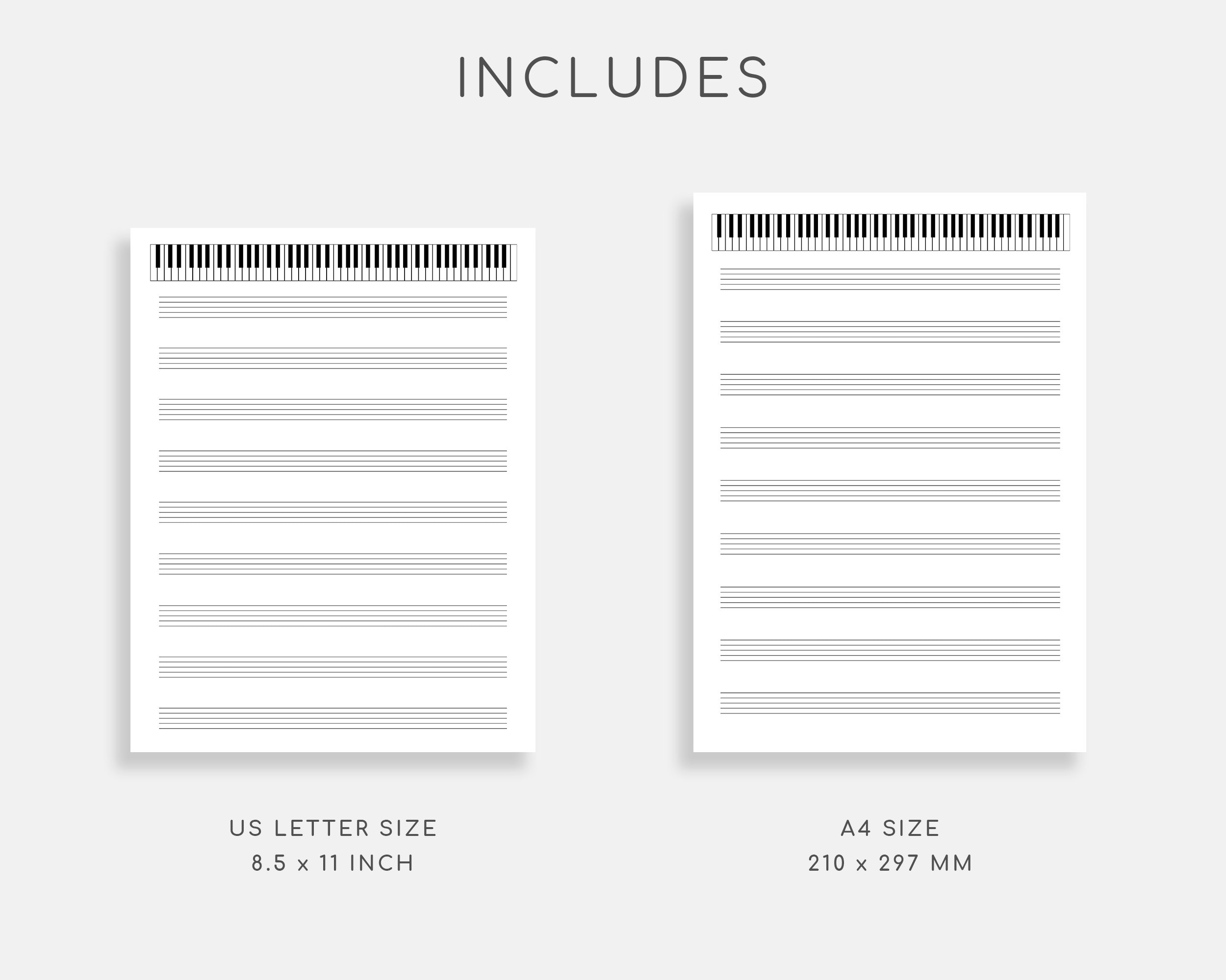 Printable Sheet Music With Piano for Letter/a4. Blank Sheet - Etsy
