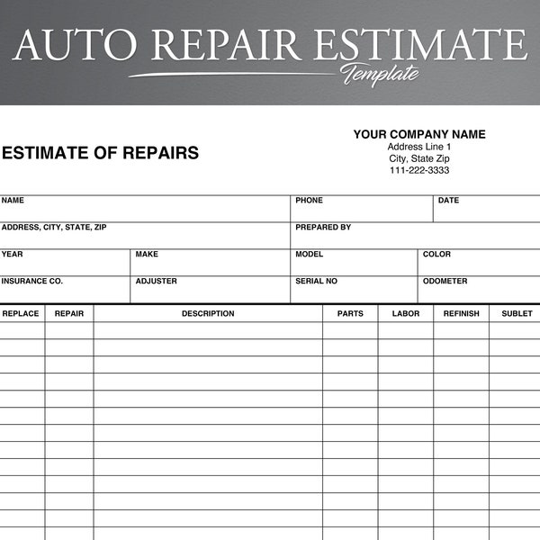 Auto Repair Estimate. Body Shop Estimate. Auto Body Estimator.