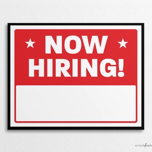 Printable Now Hiring Sign, US Letter and A4 Sizes, PDF Download - Etsy