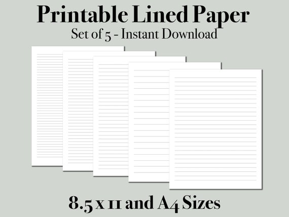 printable lined paper pdf wide ruled paper college ruled etsy