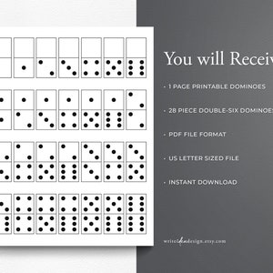 Printable Domino Set - 28 Double-six Dominoes on a Single Page ...