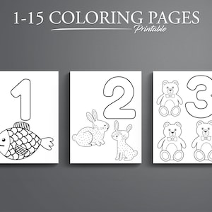Number Coloring Pages 1-15. Preschool Activity. Toddler Coloring Page. Numbers Worksheet.