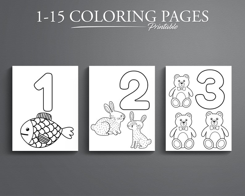 Number Coloring Pages 1-15. Preschool Activity. Toddler Coloring Page. Numbers Worksheet. image 1