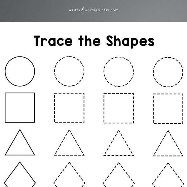 Printable Shape Tracing Worksheet for Kids - Motor Skills Practice. Learn Shapes. Preschool Worksheet.