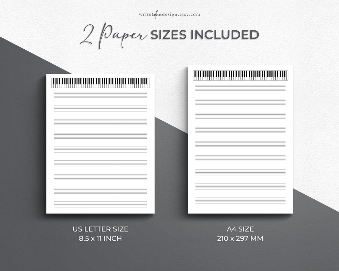 Printable Sheet Music With Piano for Letter/a4. Blank Sheet - Etsy