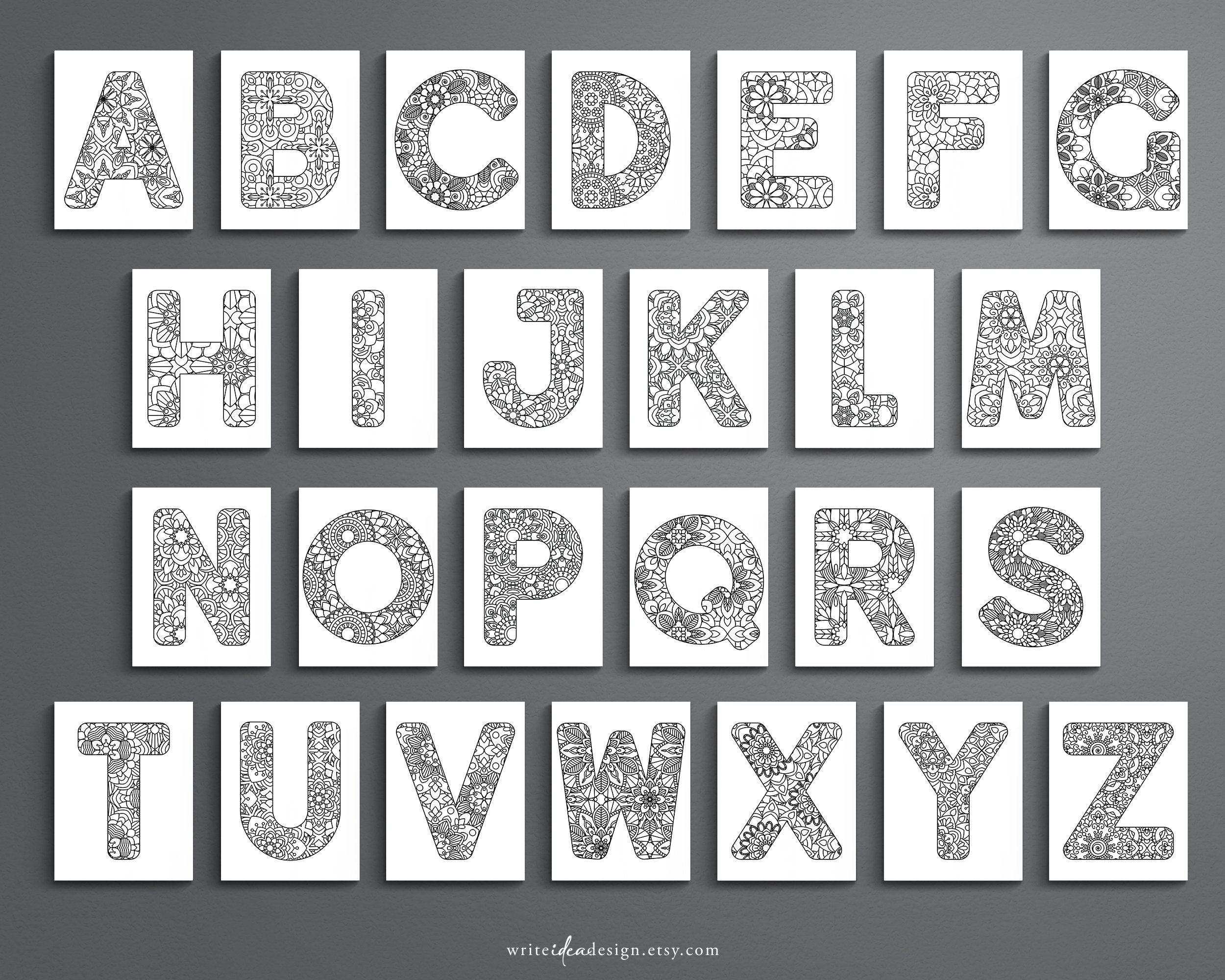 Mandala Alphabet Coloring Pages. Letter Coloring. Printable Letter ...