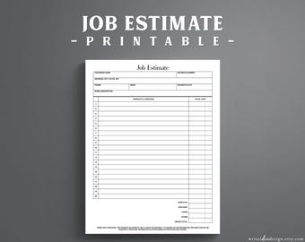 Formulario imprimible de presupuesto de trabajo, plantilla de propuesta comercial (PDF)