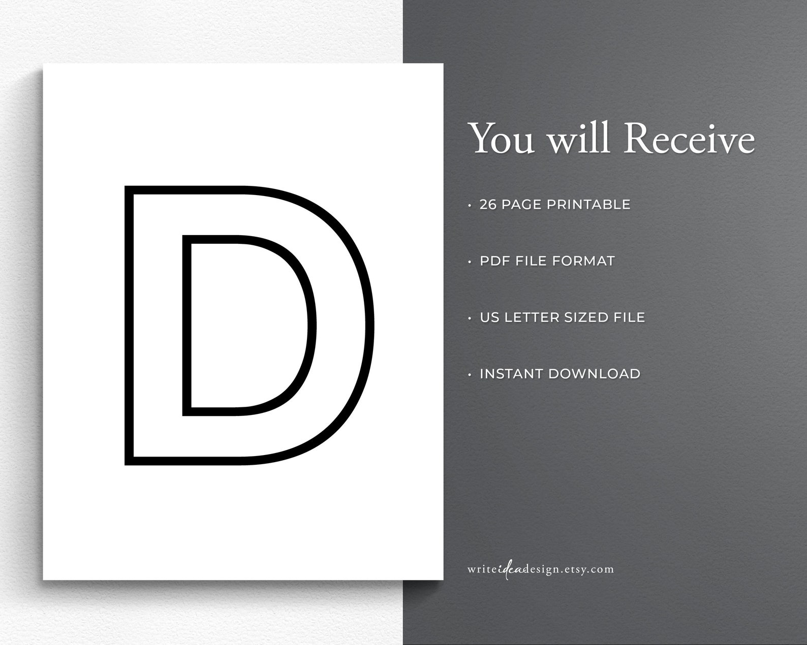 Printable Uppercase Letters. Printable Alphabet. 26 Pages. - Etsy
