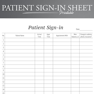 Printable Patient Sign-In Sheet: Doctor Office Check-in (PDF)