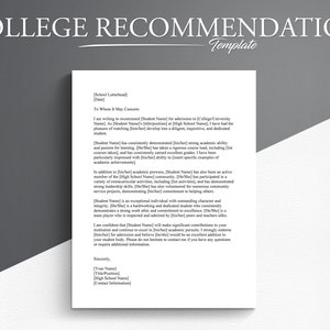 College Zulassung Empfehlung Brief Vorlage. Google Docs/Microsoft Word. College Zulassungsbescheid