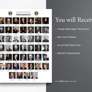 Printable United States Presidents Sheet. American History - Etsy