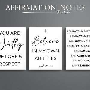 45 Affirmationsnotizen. Druckbare Self-Care-Nachrichten. Tägliche Affirmationen. Positive Affirmation