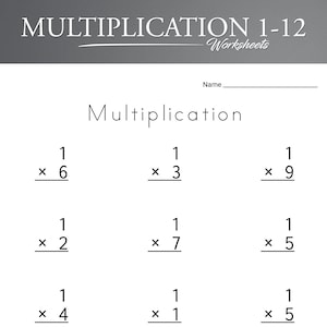 Multiplication Worksheets for 1-12. Math Worksheets. Preschool Math. Math Printable. Math Practice. 2nd Grade Math. 3rd Grade Math.