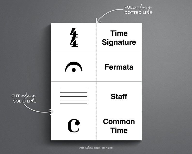 44 Printable Music Symbol Flash Cards for Learning Music - Etsy