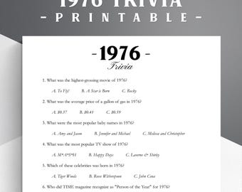 1976 Trivia Game: Retro 70s Party Quiz (Printable PDF)