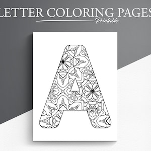 Dibujos para colorear del alfabeto mandala. Coloración de letras. Página para colorear de letras imprimibles.