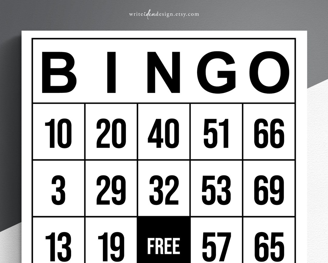 Printable Jumbo Bingo Cards Set Of 1000 Large Print Bingo Etsy