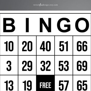 Carte Jumbo Bingo stampabili - Set da 1000. Bingo con stampa grande. Bingo facile da leggere. Gioco del Bingo stampabile.