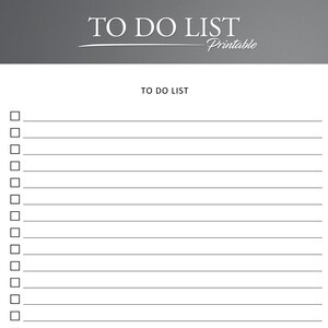 K&ouml;nnte beinhalten: Eine druckbare To-Do-Liste mit dem Titel "To Do List Printable". Die Liste hat 14 leere Zeilen mit Kontrollk&auml;stchen neben jeder Zeile.