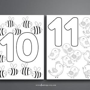 Number Coloring Pages 1-15. Preschool Activity. Toddler Coloring Page. Numbers Worksheet. image 6