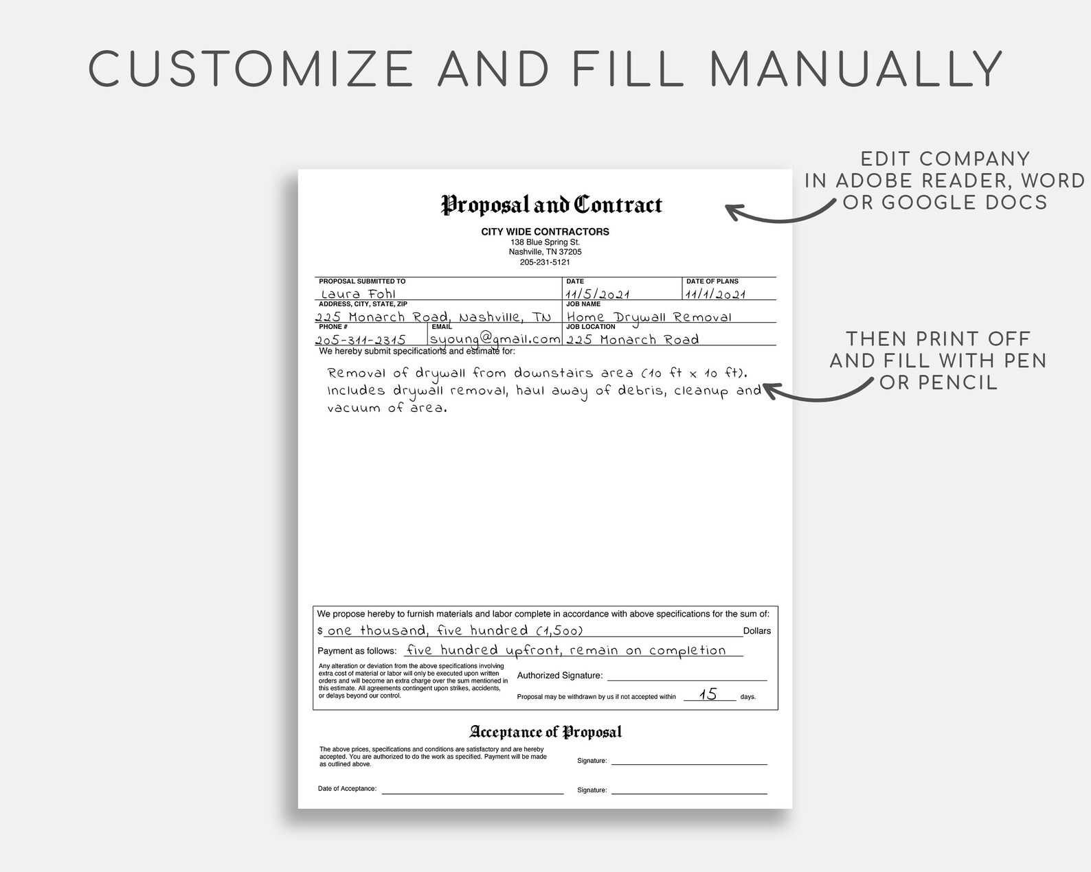 Contract Template. Pdf/google Docs/microsoft Word. Contract - Etsy