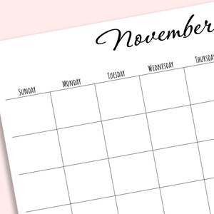 Printable Blank Monthly Calendar. Monday/sunday Start. - Etsy