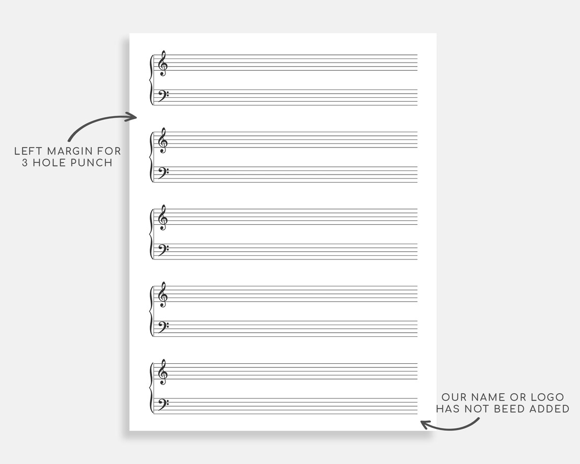 Printable Sheet Music for Letter/A4. Blank Sheet Music | Etsy
