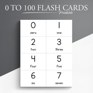 Nombre de mots 0-100 cartes Flash imprimables. Cartes Flash Mathématiques.