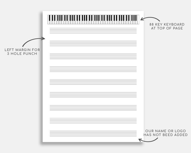 Printable Sheet Music With Piano for Letter/a4. Blank Sheet - Etsy