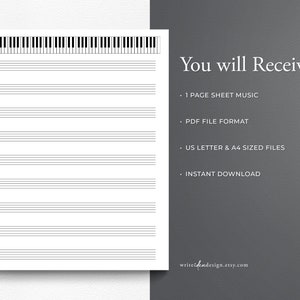 Printable Sheet Music With Piano for Letter/a4. Blank Sheet Music ...