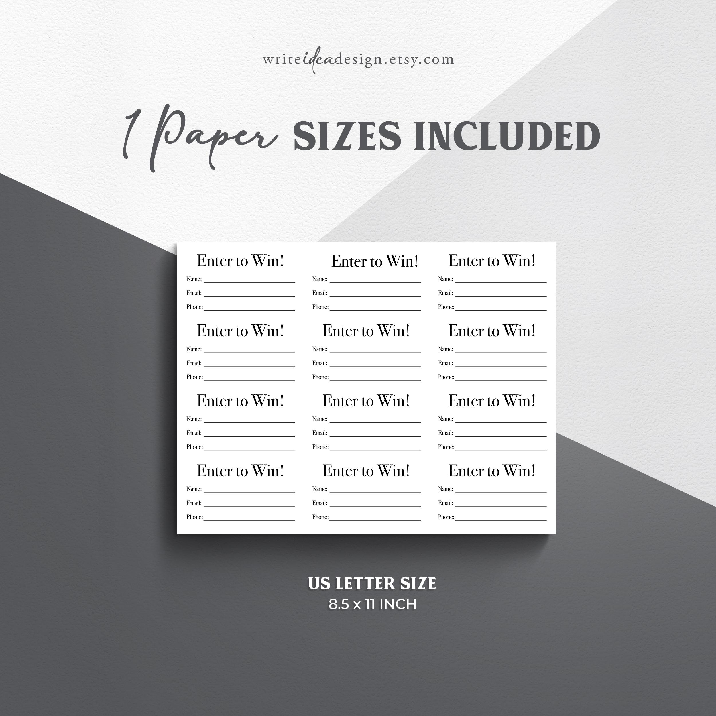 Printable Raffle Tickets | 12 per Page Template (PDF) - Etsy