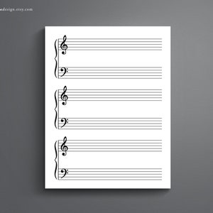 Kids Printable Piano Sheet Music for Letter/a4. Blank Sheet - Etsy