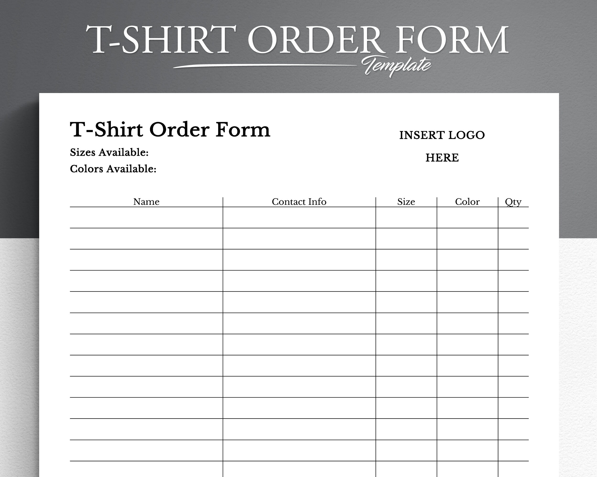 T shirt Order Template Google Docs microsoft Word T shirt Etsy Canada