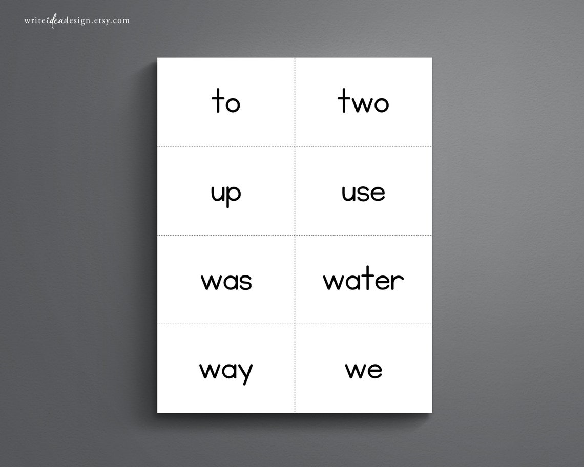 100 Sight Words Printable Flash Card. Kindergarten Sight - Etsy