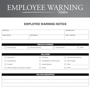 Employee Warning Notice. PDF/Google Docs/Microsoft Word. Employee Write Up. Employee Discipline. Employee Performance.